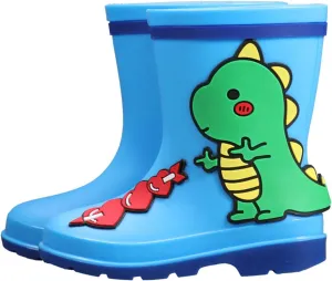 4-12Years Kids Rain Boots Toddler Girls Boys Cute Animal Dinosaur Printed Waterproof Rubber Non-Slip Rainboots Shoes