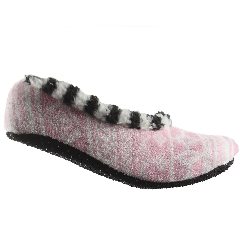Carnival Ladies Super Soft Non Slip Gripper Sole Sherpa Slippers