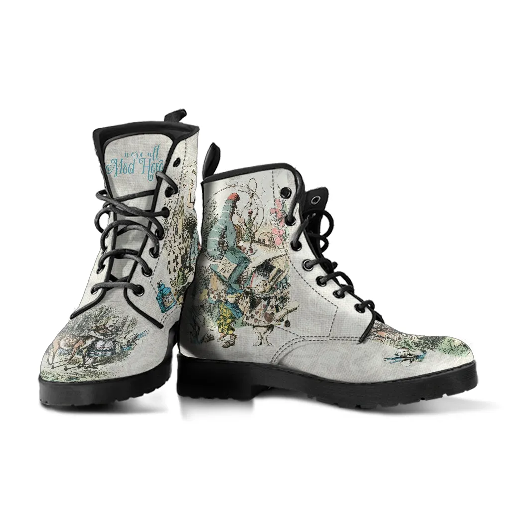 Combat Boots - Alice in Wonderland Gifts #101 Vintage Series (NEW) | Birthday Gifts, Gift Idea, Women's Boots, Handmade Lace Up Boots, Custom Boots