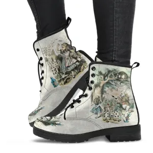 Combat Boots - Alice in Wonderland Gifts #101 Vintage Series (NEW) | Birthday Gifts, Gift Idea, Women's Boots, Handmade Lace Up Boots, Custom Boots