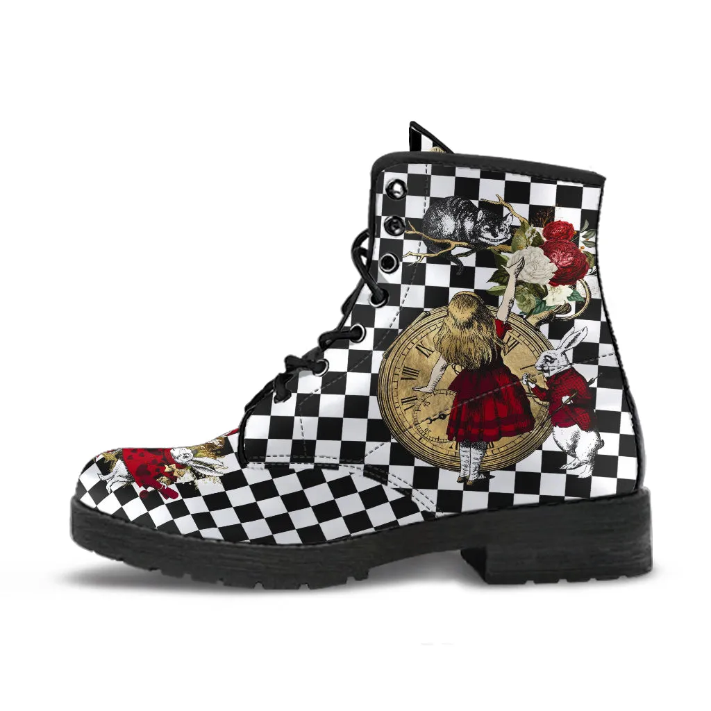 Combat Boots - Alice in Wonderland Gifts #31 Red Series, Birthday Gifts, Gift Idea, Women's Boots, Custom Shoes