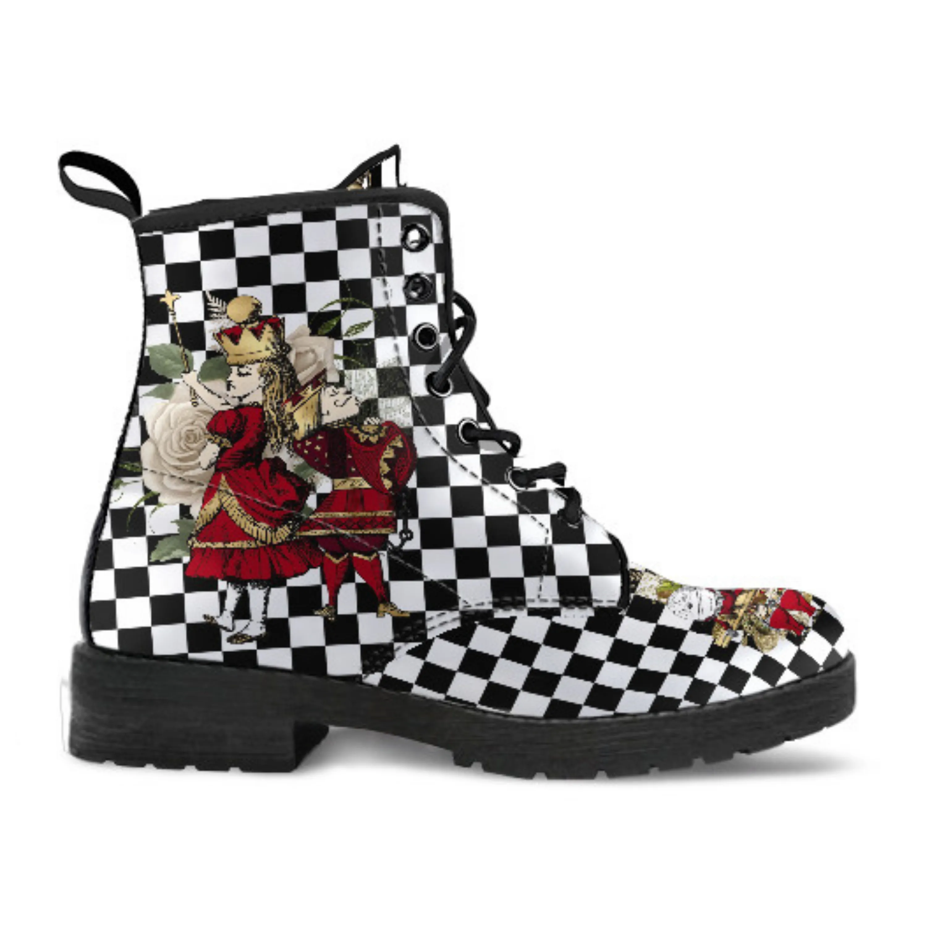 Combat Boots - Alice in Wonderland Gifts #31 Red Series, Birthday Gifts, Gift Idea, Women's Boots, Custom Shoes