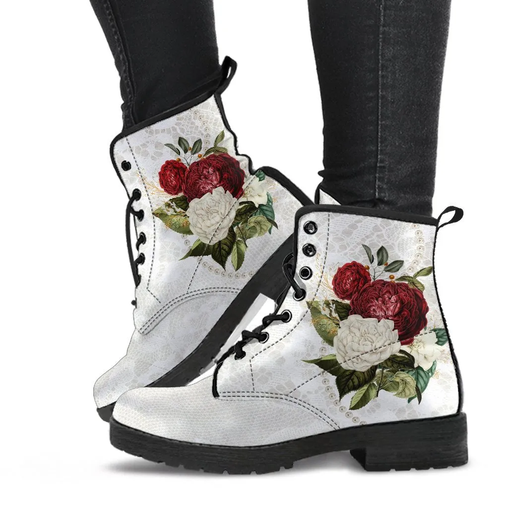 Combat Boots - Beautiful Flowers #32 | Custom Shoes, Women's Boots, Aesthetic Shoes, Boho Shoes, Vintage Style Shoes, Sorority Shoes