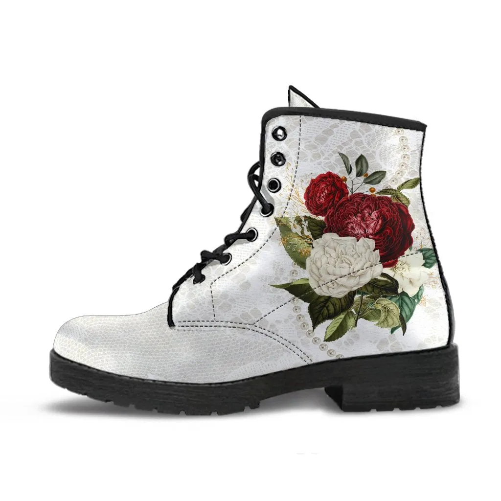Combat Boots - Beautiful Flowers #32 | Custom Shoes, Women's Boots, Aesthetic Shoes, Boho Shoes, Vintage Style Shoes, Sorority Shoes