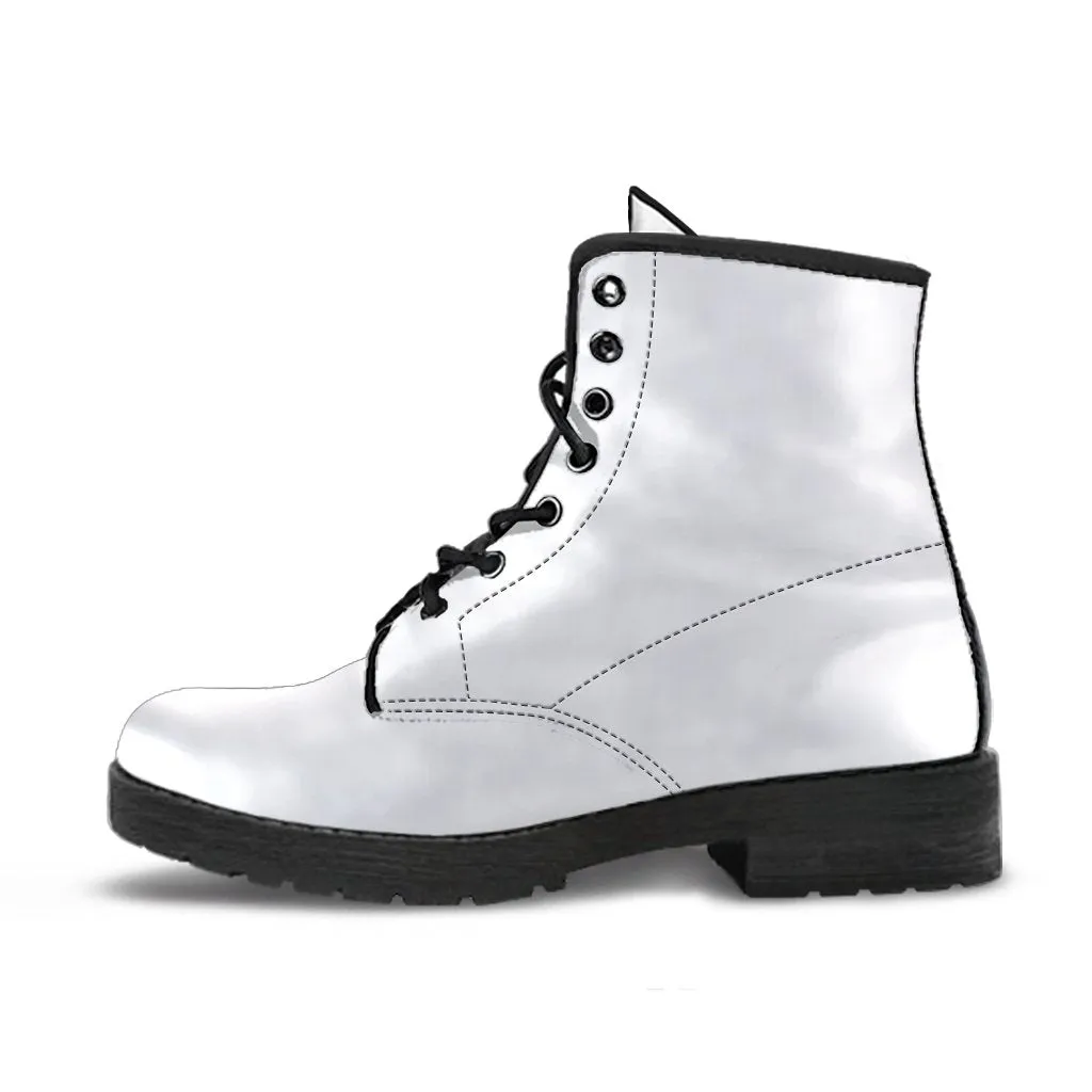 Combat Boots-Simply White, Vegan Leather Boots