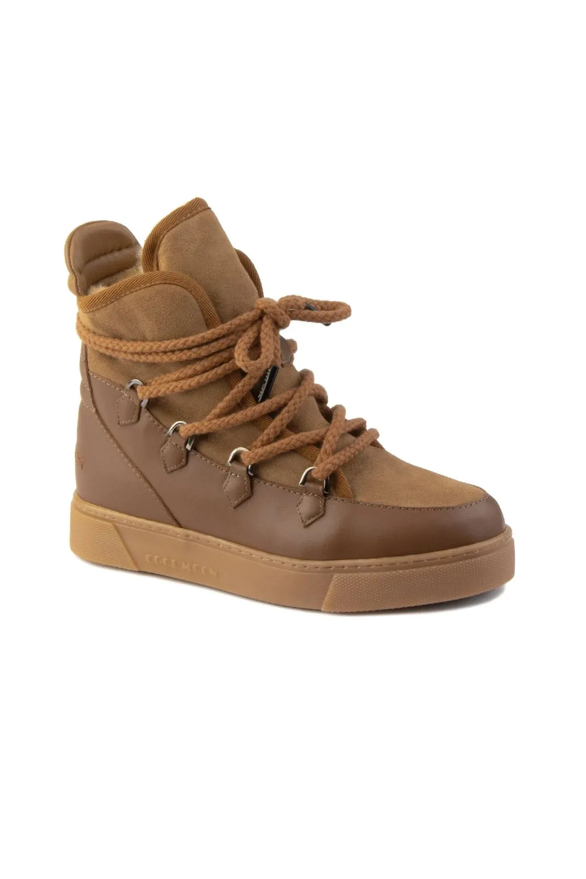 Cool Moon Fur Suede Lace-Up Women's Boot - SCB-365060 Tan