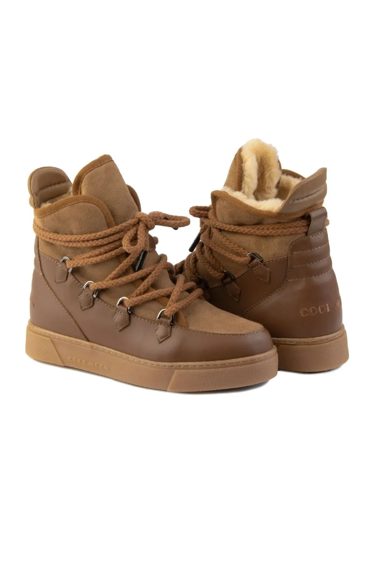 Cool Moon Fur Suede Lace-Up Women's Boot - SCB-365060 Tan