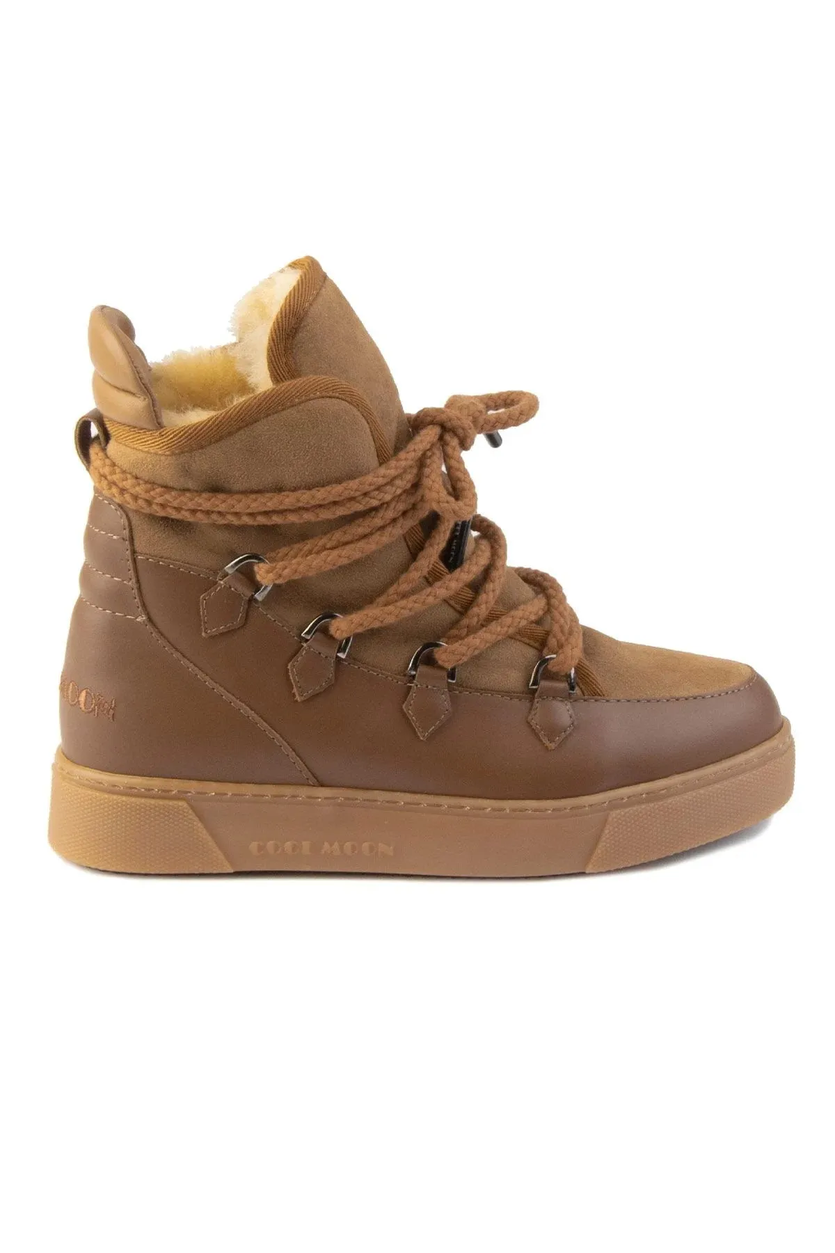 Cool Moon Fur Suede Lace-Up Women's Boot - SCB-365060 Tan