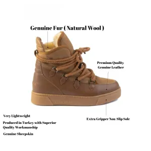 Cool Moon Fur Suede Lace-Up Women's Boot - SCB-365060 Tan