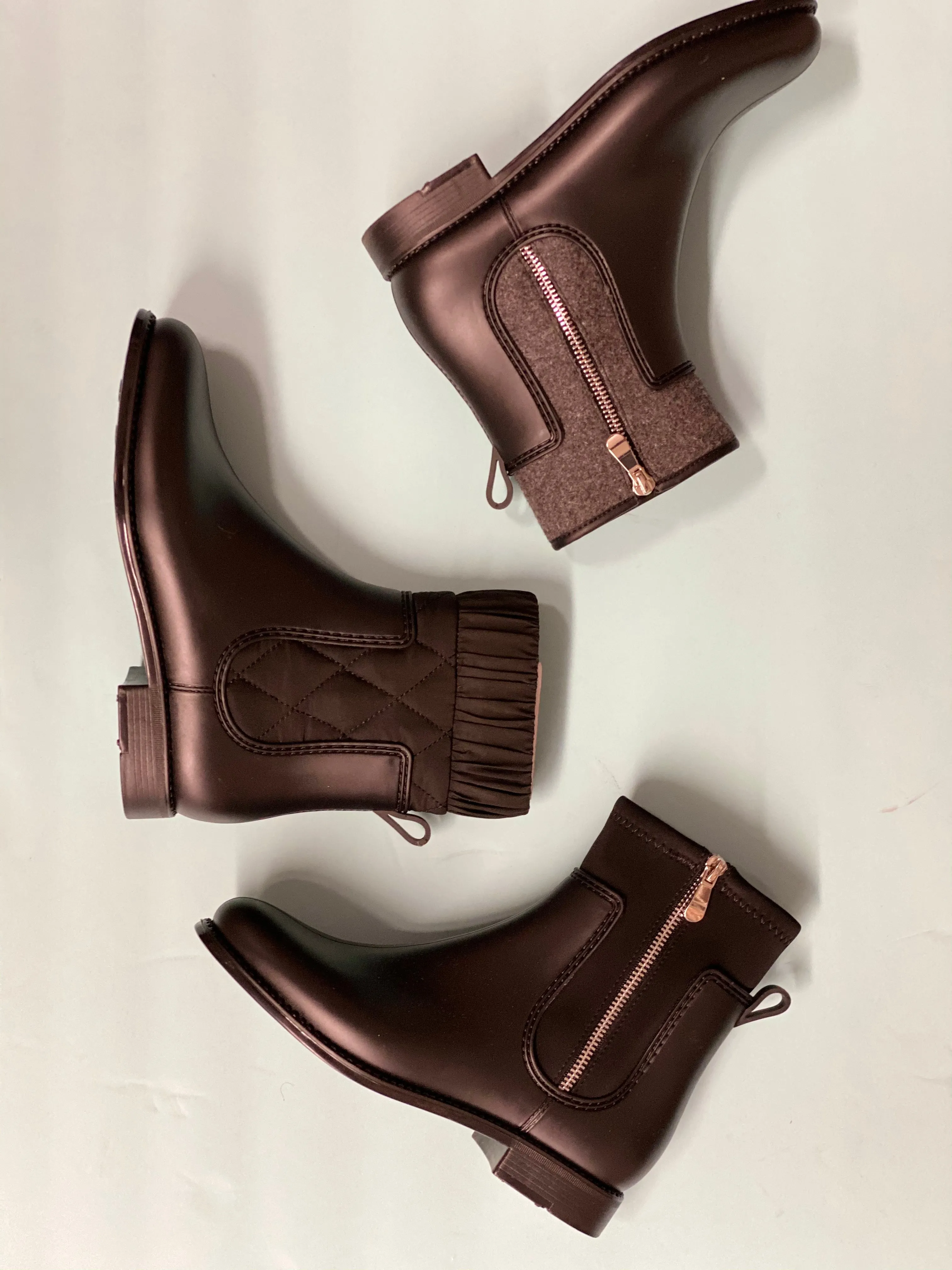 HF Marsala-118 Quilted Fabric Ankle Boot