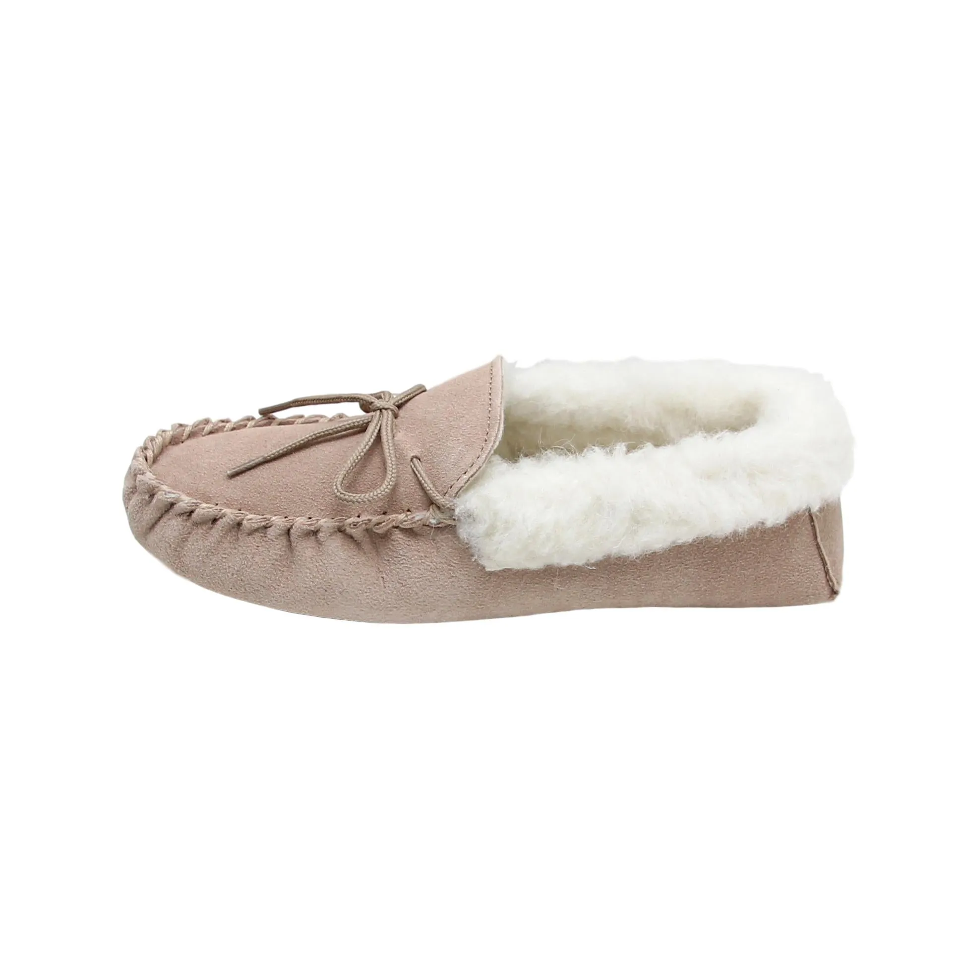 Ladies 'Lucy' Lambswool Moccasin with Soft Sole - Camel
