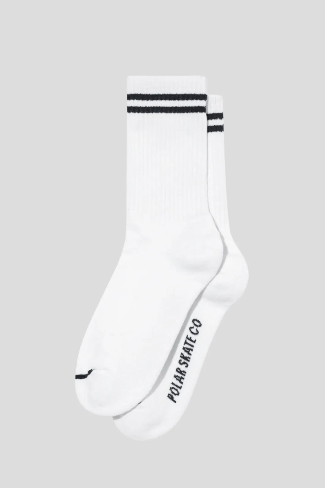 POLAR SKATE CO RIB SOCKS 2 STRIPE - WHITE/BLACK
