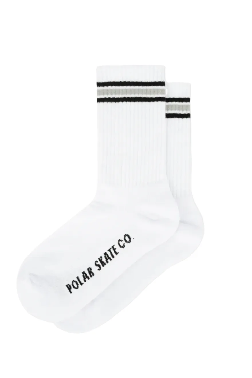 POLAR SKATE CO RIB SOCKS STRIPE - WHITE/BLACK