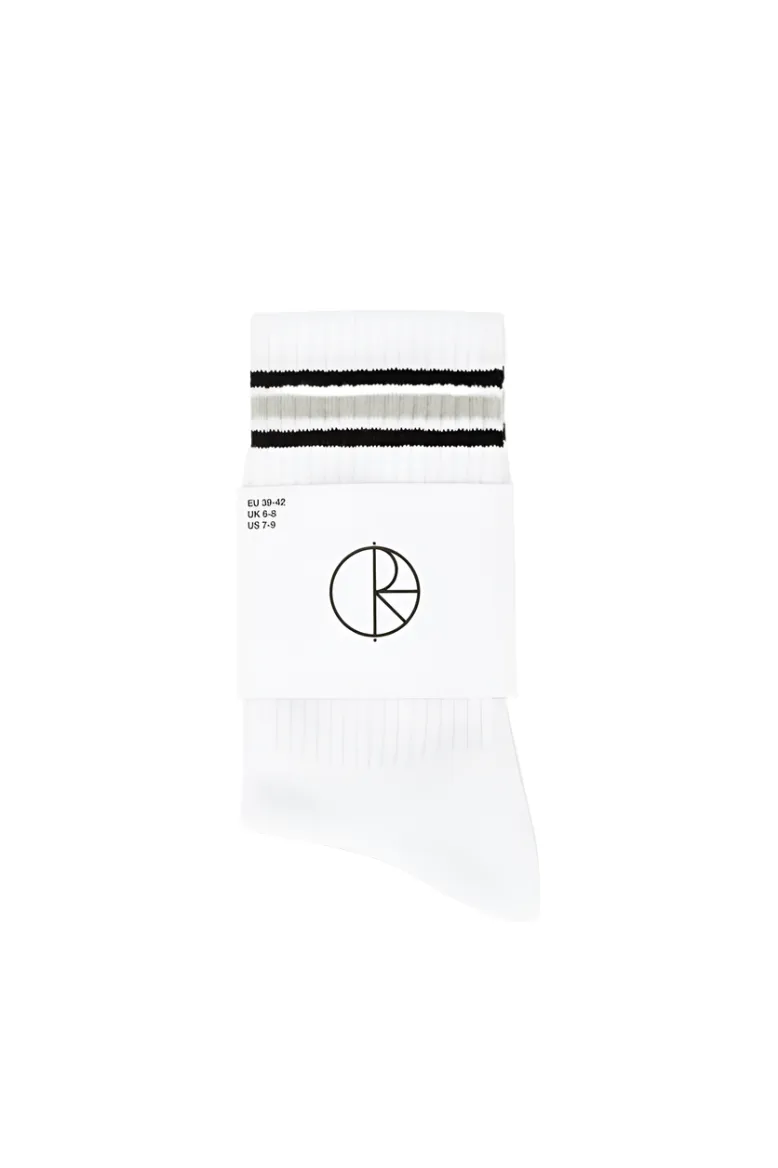 POLAR SKATE CO RIB SOCKS STRIPE - WHITE/BLACK