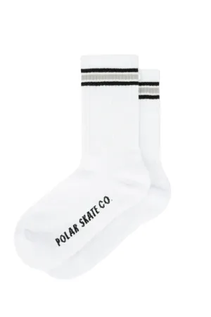 POLAR SKATE CO RIB SOCKS STRIPE - WHITE/BLACK
