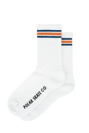 POLAR SKATE CO RIB SOCKS STRIPE - WHITE/BLUE/ORANGE