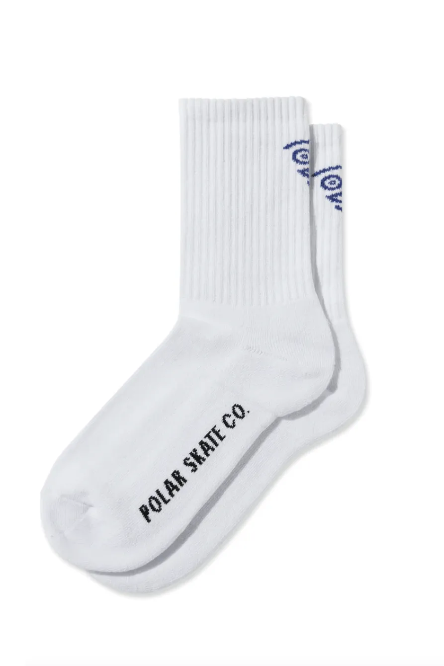 POLAR SKATE CO RIB SOCKS - WHITE/BLACK