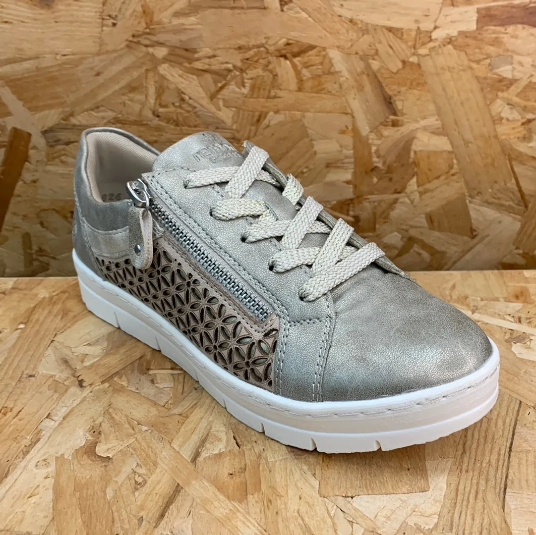 Remonte Womens Fashion Leather Trainers - Metallic