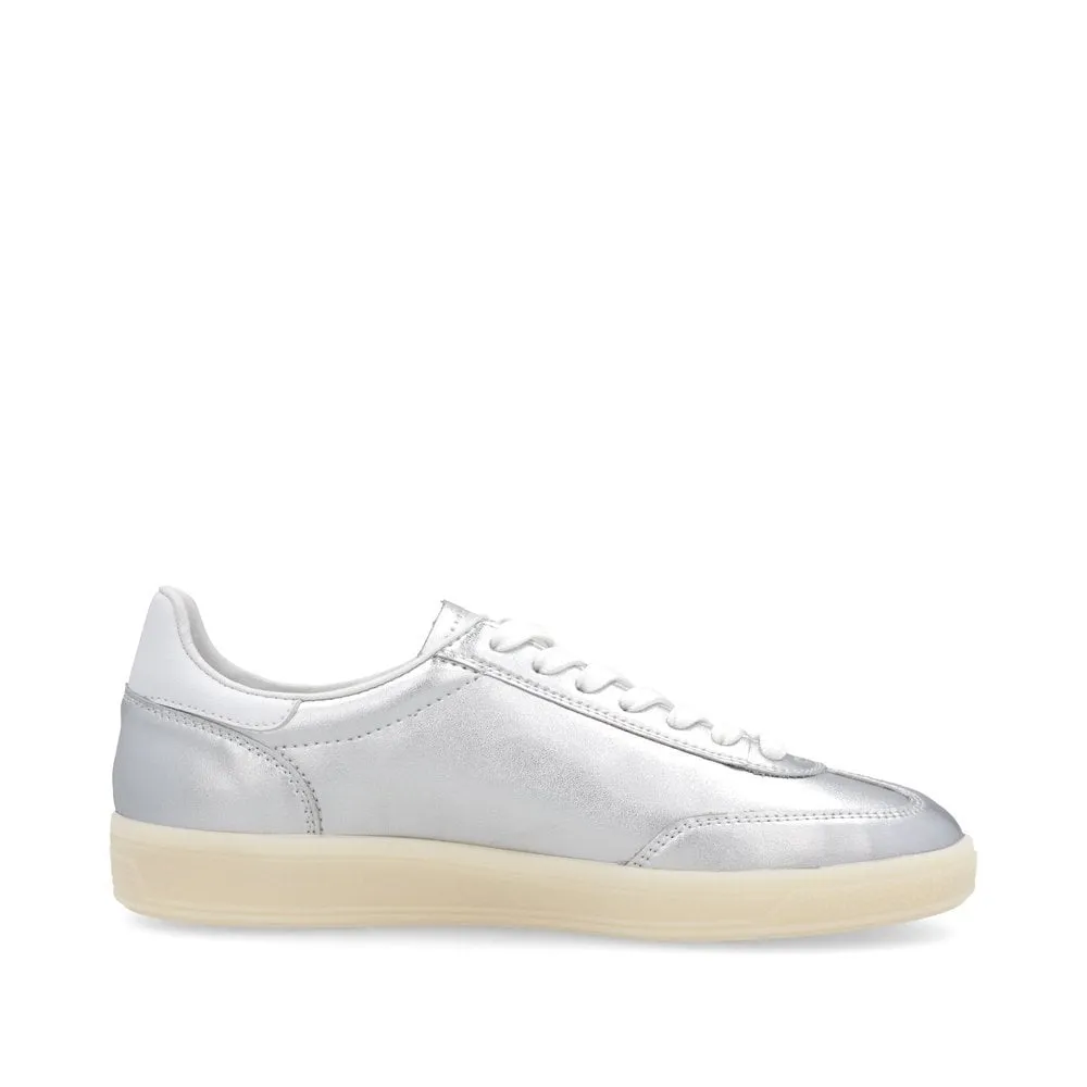 Rieker Womens Fashion Leather Trainers - Silver