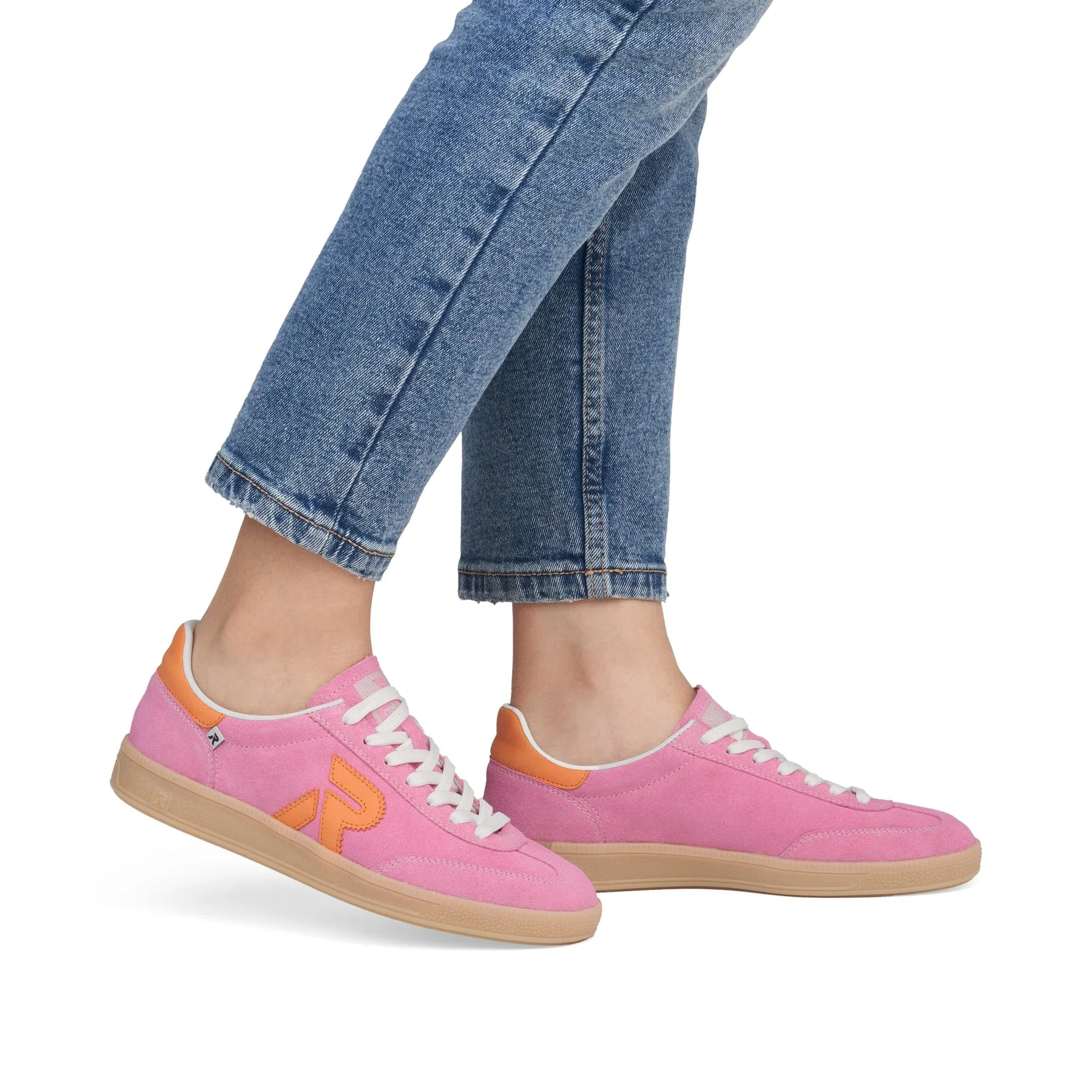 Rieker Womens Fashion Suede Trainers - Pink