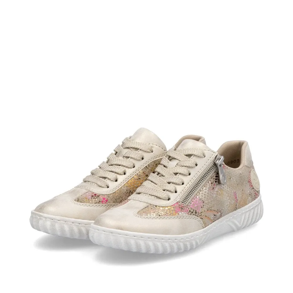 Rieker Womens Metallic Print Trainers - Beige
