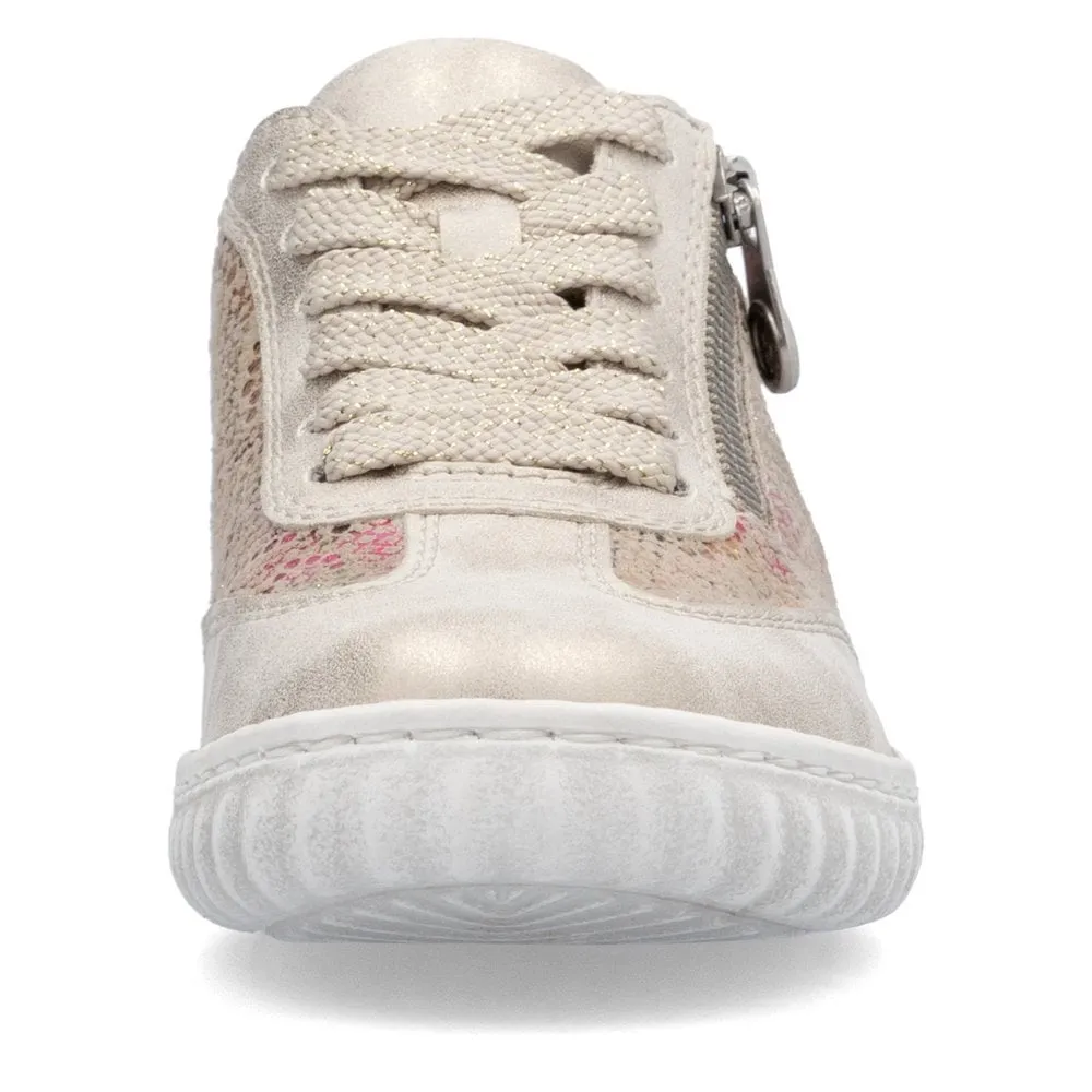 Rieker Womens Metallic Print Trainers - Beige