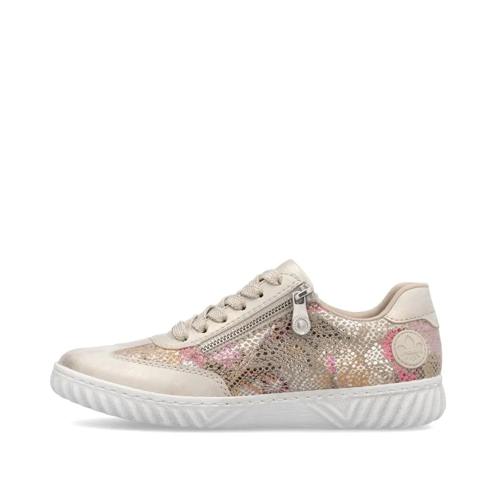 Rieker Womens Metallic Print Trainers - Beige