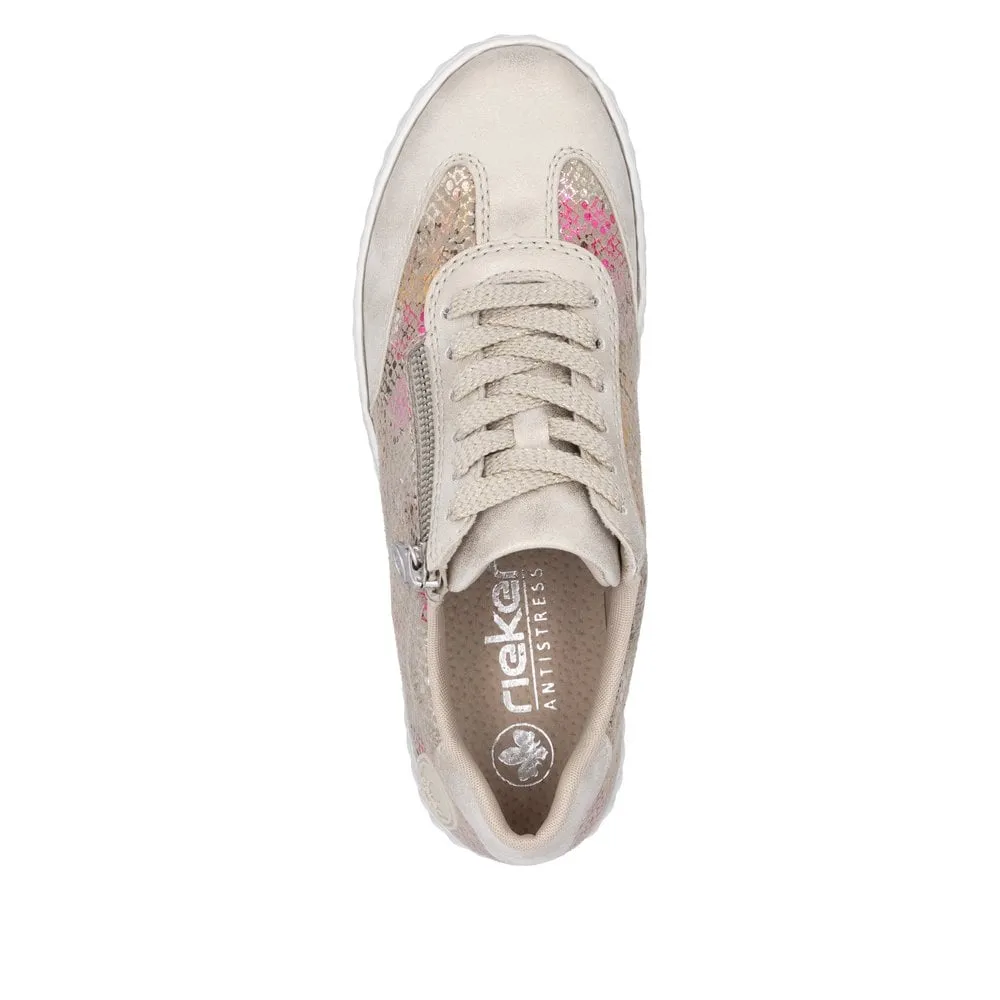 Rieker Womens Metallic Print Trainers - Beige
