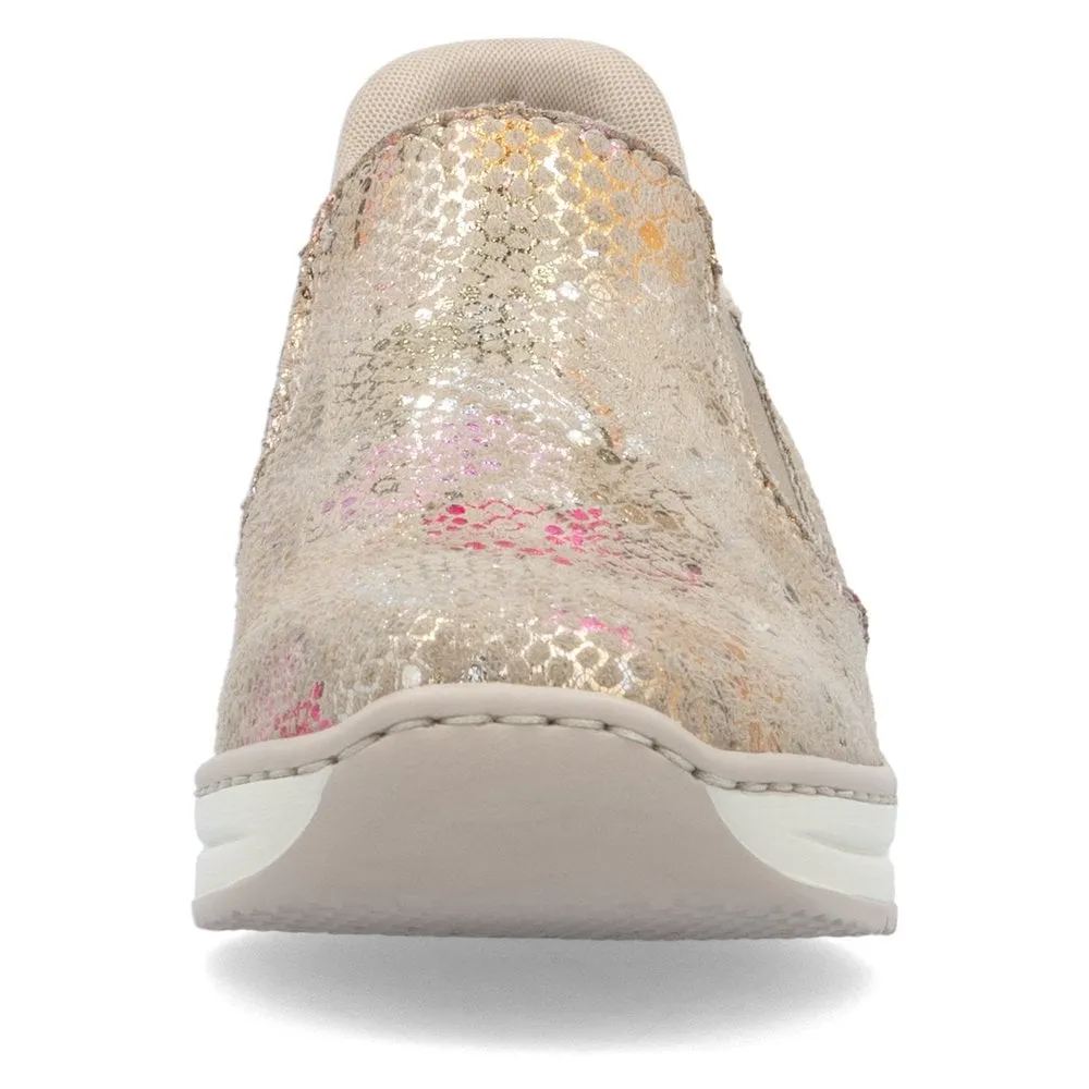 Rieker Womens Slip On Wedge Trainers - Metallic
