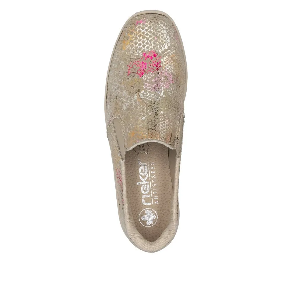 Rieker Womens Slip On Wedge Trainers - Metallic