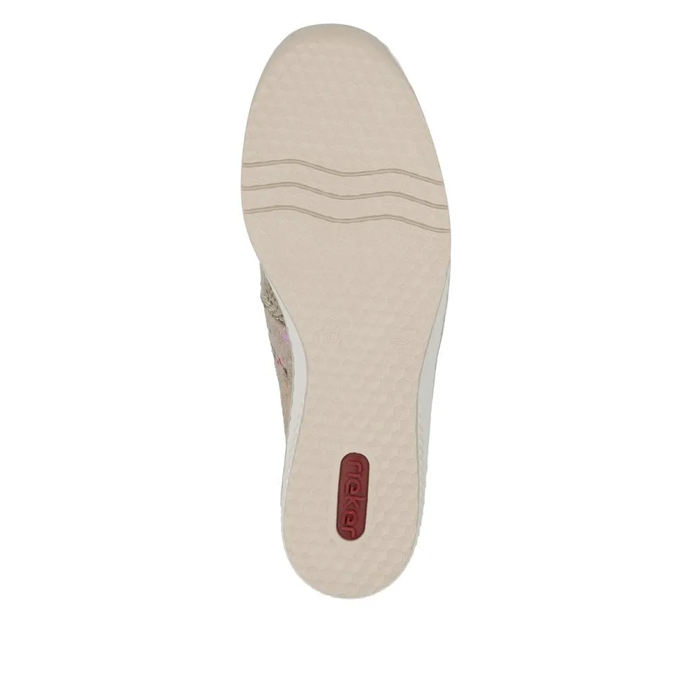 Rieker Womens Slip On Wedge Trainers - Metallic