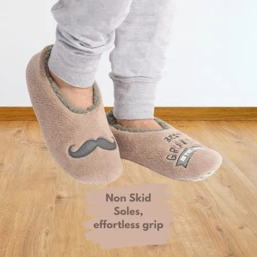 Splosh Men's Brown Grandpa Slippers
