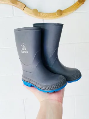 Stomp Charcoal   Blue Rain Boots, size 7