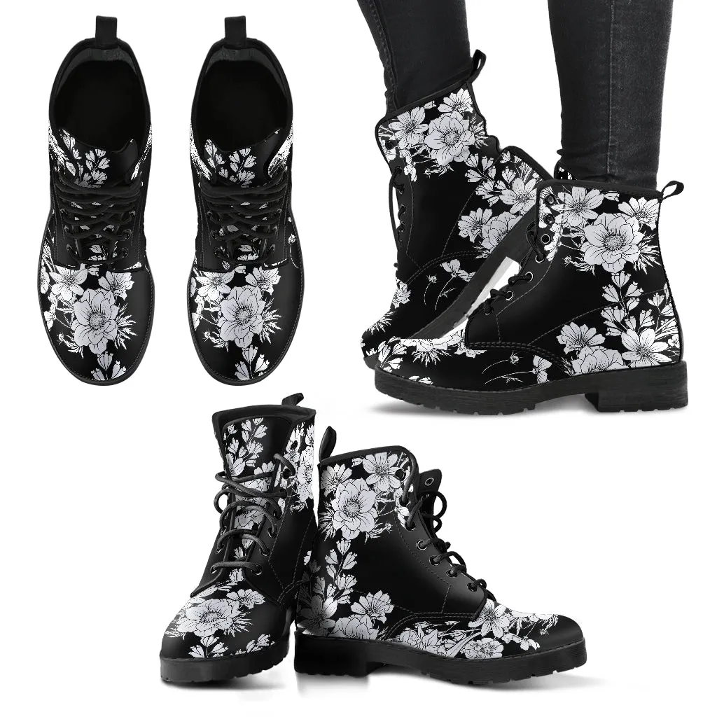 White Flowers Handcrafted Boots