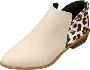 Women's Ankle Boots & Booties Comfortable Wide Width Booties Short Western Boots for Women Walking Shoes Women Fashion Round Toe Cut Out Chunky Stacked Heel Slip on