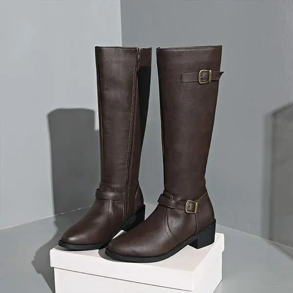 Women's Long Riding Boots with Buckle Strap 07520002C