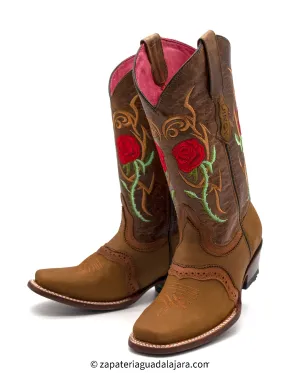 WOMEN'S SQUARE TOE CRAZY HONEYLEATHER BOOT -Q312R6251